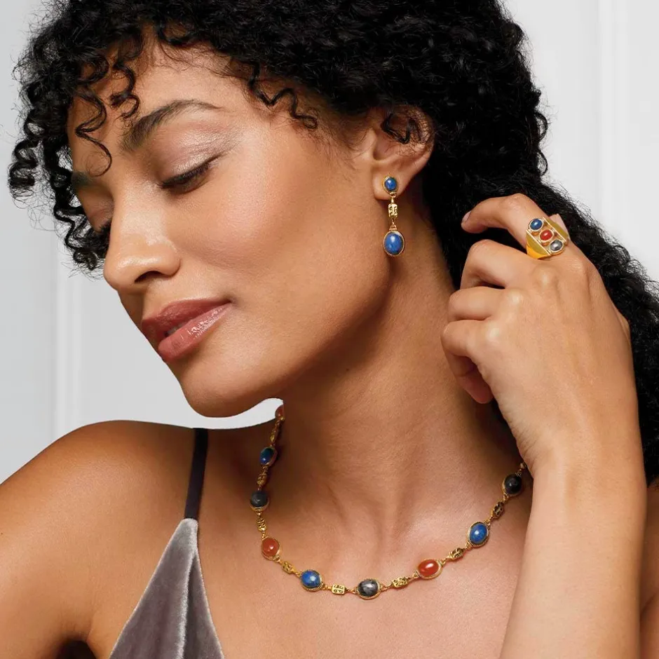 The Met Store Jewelry Sets*Ancient Gems Multistone Statement Necklace and Triple-Drop Lapis Earrings Set