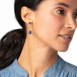 The Met Store Earrings*Ancient Gems Triple-Drop Lapis Earrings