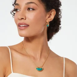 The Met Store Earrings*Cypriot Jade Crescent Hoop Earrings