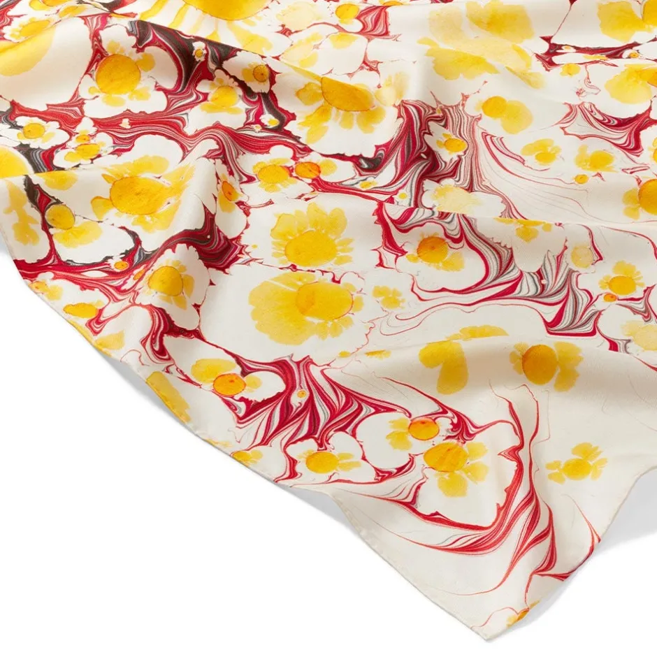 The Met Store Scarves & Wraps*Daisy Garden Marbled Paper Oblong Silk Scarf