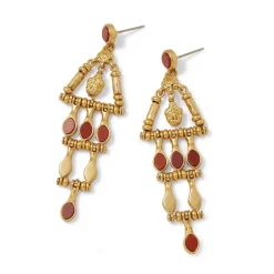 The Met Store Earrings*Egyptian Nefer Amulet Red Jasper Chandelier Earrings