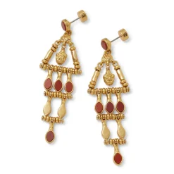 The Met Store Earrings*Egyptian Nefer Amulet Red Jasper Chandelier Earrings