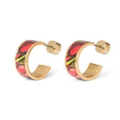 The Met Store Earrings*Favrile Tulip Enamel Hoop Earrings