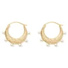 The Met Store Earrings*Hammered Crescent Pearl Hoop Earrings