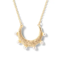 The Met Store Necklaces*Hammered Crescent Pearl Pendant Necklace