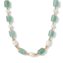 The Met Store Jewelry Sets*Karavas Gems Large-Bead Aventurine and Pearl Necklace and Drop Earrings Set