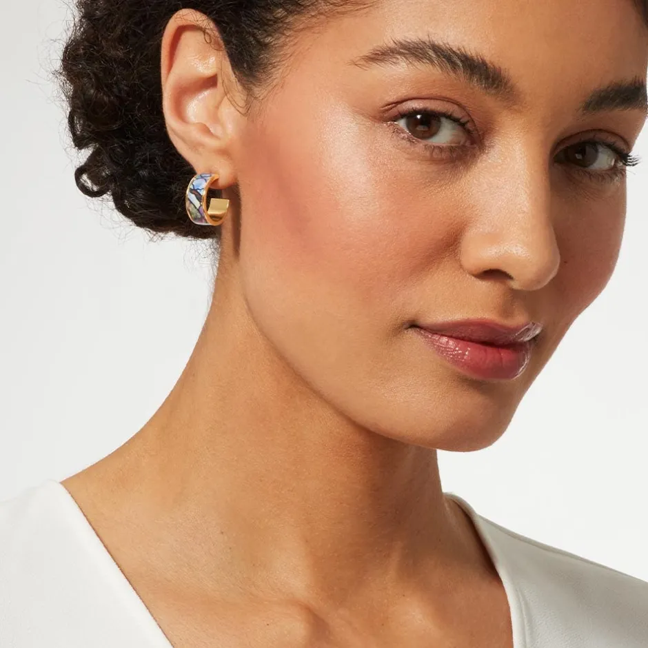 The Met Store Earrings*Magnolias and Irises Enamel Hoop Earrings