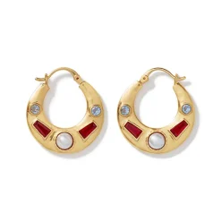 The Met Store Earrings*Medieval Stone Crescent Hoop Earrings