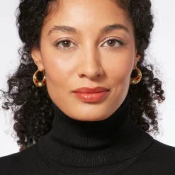 The Met Store Earrings*Medieval Stone Crescent Hoop Earrings