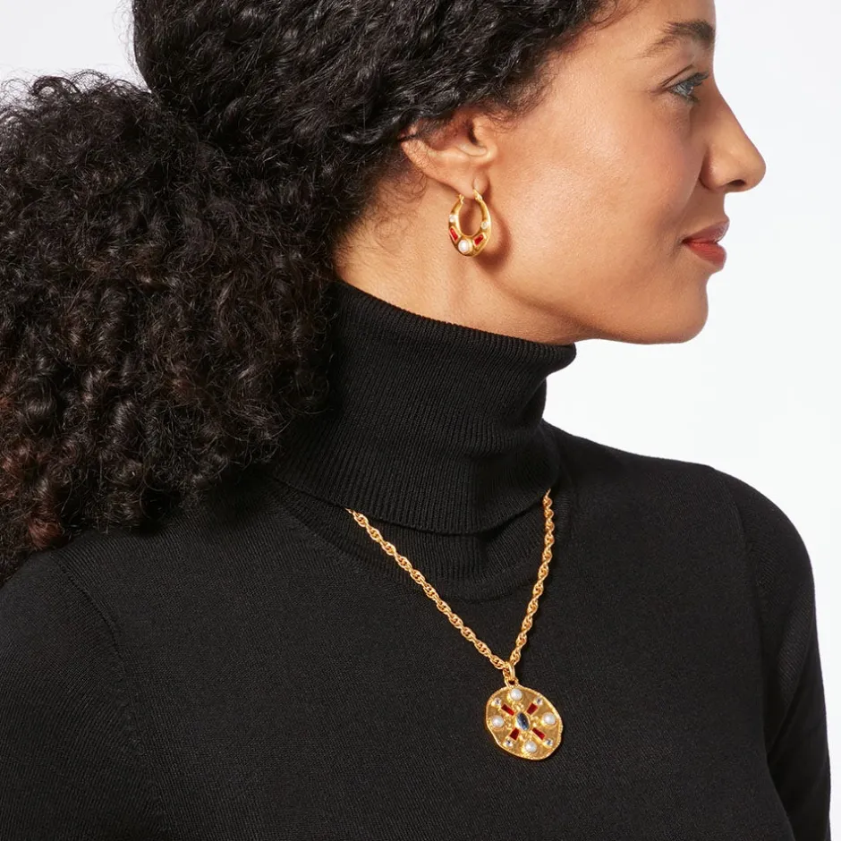 The Met Store Earrings*Medieval Stone Crescent Hoop Earrings