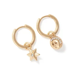 The Met Store Earrings*Moon and Star Hoop Earrings