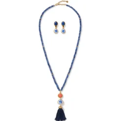 The Met Store Jewelry Sets*Qing Bottle Lariat Necklace and Floral Drop Earrings Set