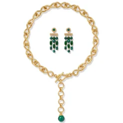The Met Store Jewelry Sets*Roman Malachite Statement Necklace and Chandelier Earrings Set