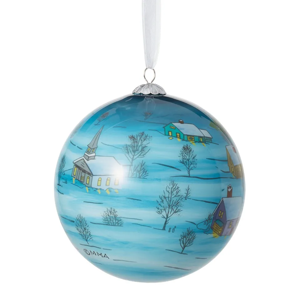 The Met Store Ornaments*Santa and Reindeer Hand-Painted Glass Ornament