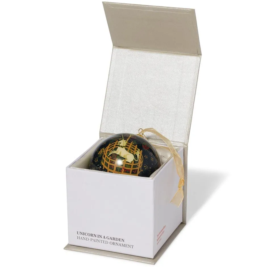 The Met Store Ornaments*Unicorn in a Garden Hand-Painted Glass Ornament