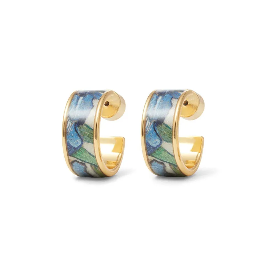 The Met Store Earrings*Van Gogh Irises Enamel Hoop Earrings