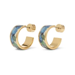 The Met Store Earrings*Van Gogh Irises Enamel Hoop Earrings