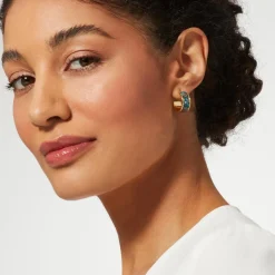 The Met Store Earrings*William Morris Blackthorn Enamel Hoop Earrings